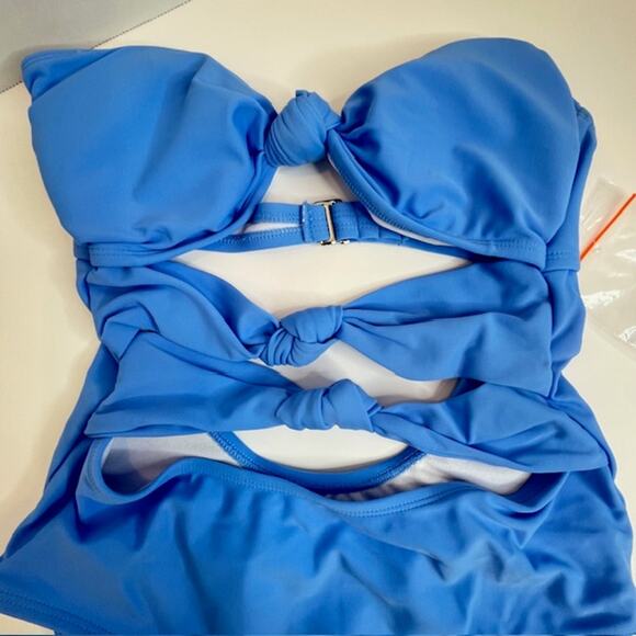 Kiki Rio NEW Blue Solid Knot Front One-piece Swimsuit Sz Small - Picture 13 of 16